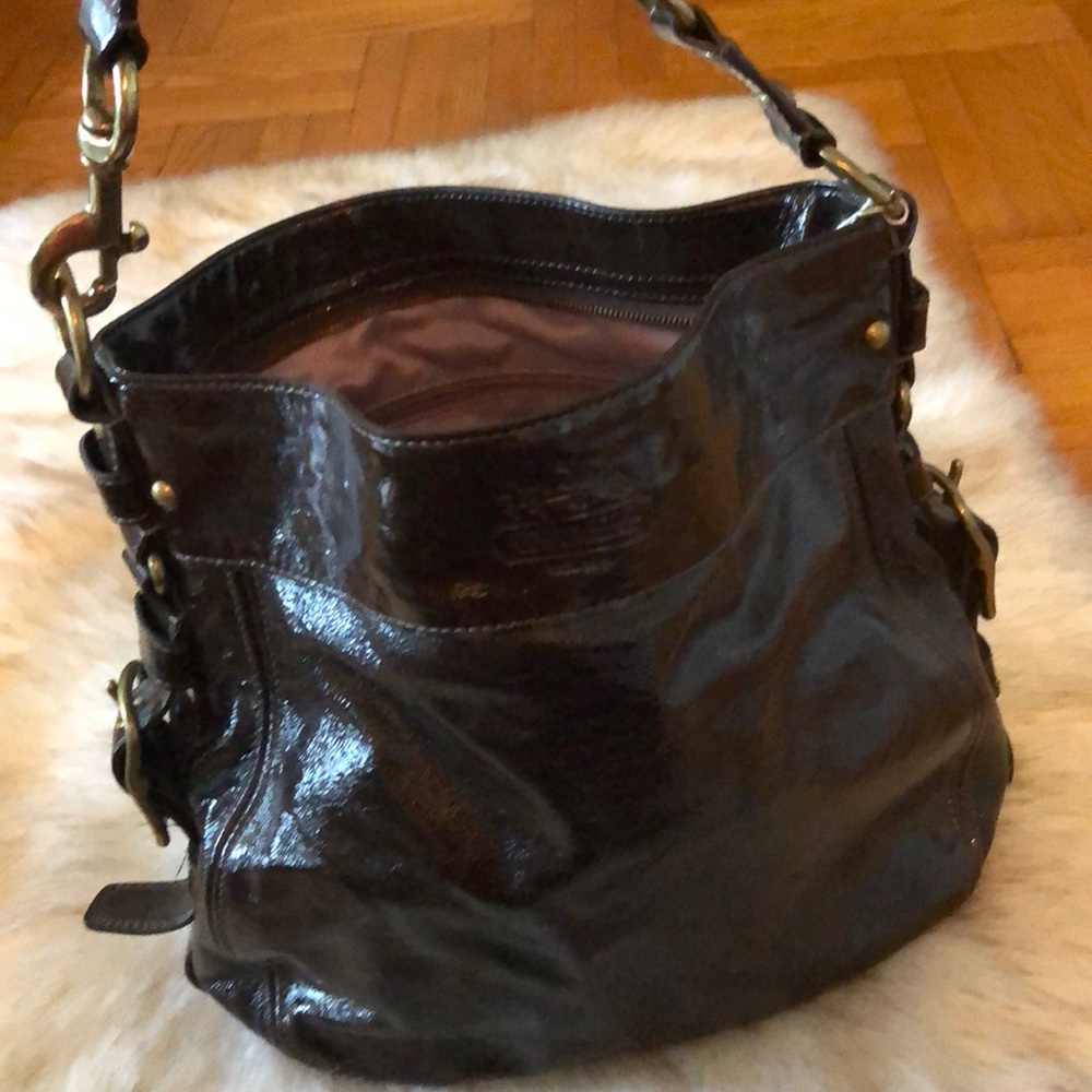 COACH Zoe patent shoulder bag
